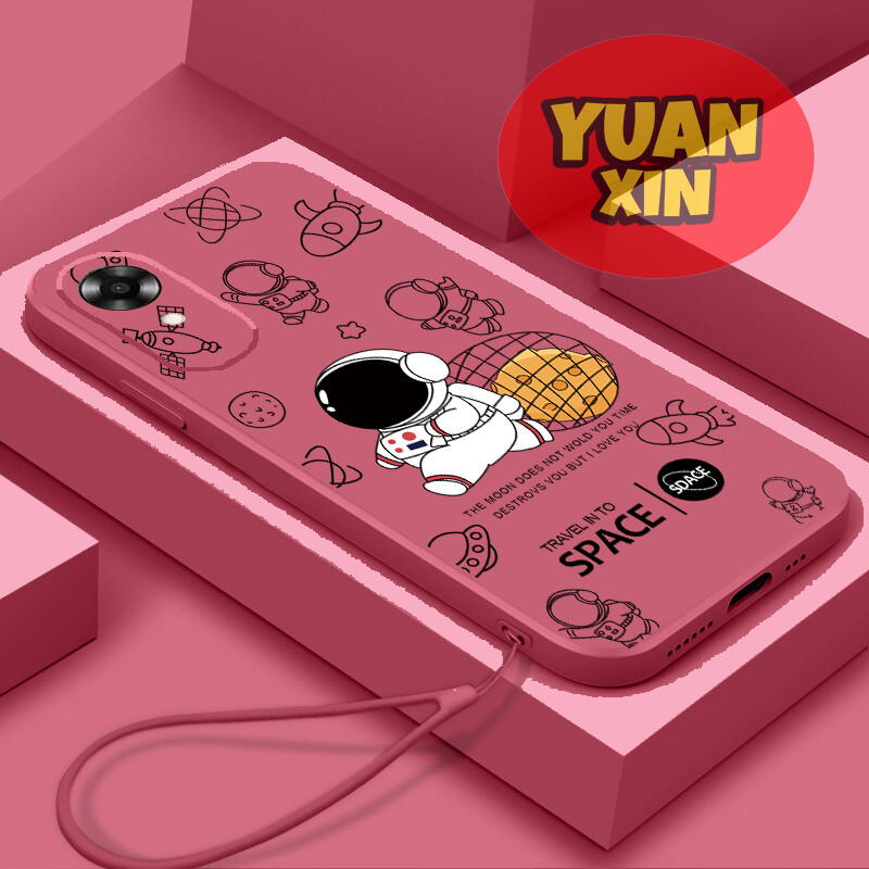 For OPPO A17K Phone case Straight Edge Soft Shell Astronaut TPU Casing