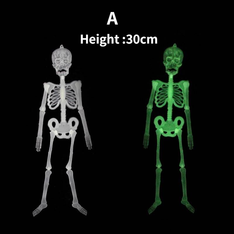 30/90cm Halloween Party Funny Halloween Decoration Skeleton The Fashion Scary Frame Luminous Glow Skull