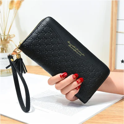 PU Leather Zipper Clutch Korean Style Long Wallet for Woman Coin Purse Card Holder Money Clutch Ladies Handbag