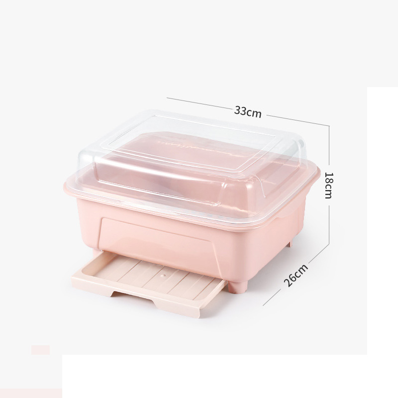 Utensil and tableware storage box Household extra large dustproof dish drain rack with cover kitchen floor drain rack