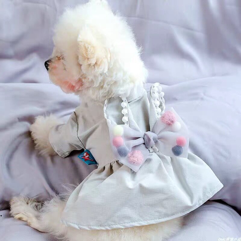 DY Loving Dog Clothes Dog Dress Shihtzu Dress Silky Lace Princess Dress for Dogs Girl Gauze Bowknot Dress with 3D Rabbit Ear for Shihtzu Pomeranian Teddy Chow Chow