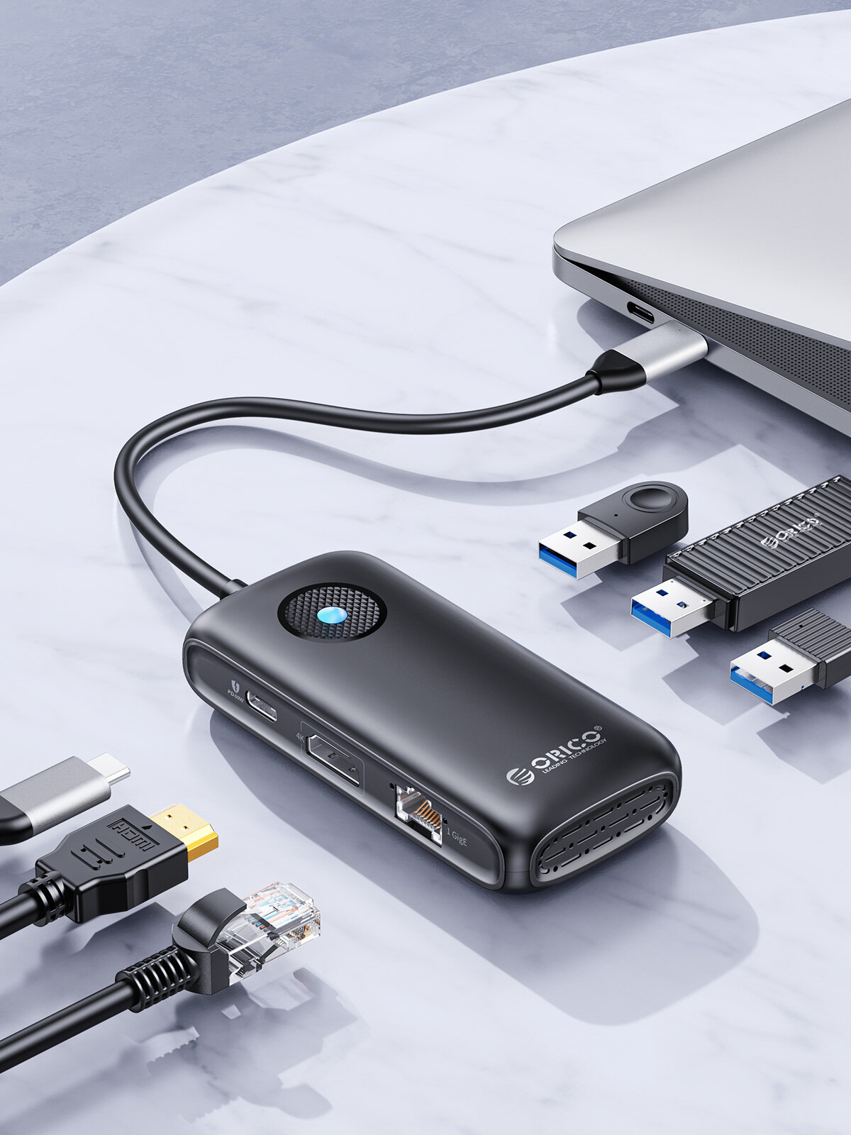 ORICO Loại C 3.2 Trạm nối 10 Gbps trạm nối USB C 3.2 Gen 2 Splitter HUB