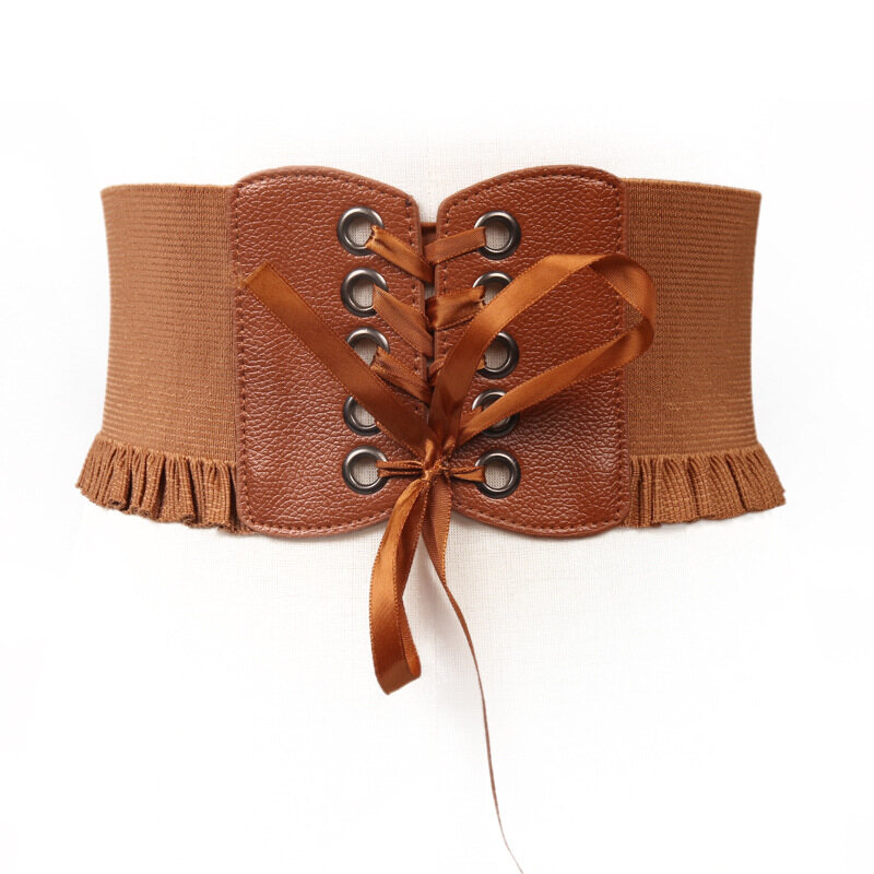 Fashion Women Lady Stretch Buckle Waist Belt Wide Lace Elastic Corset Waistband Belts