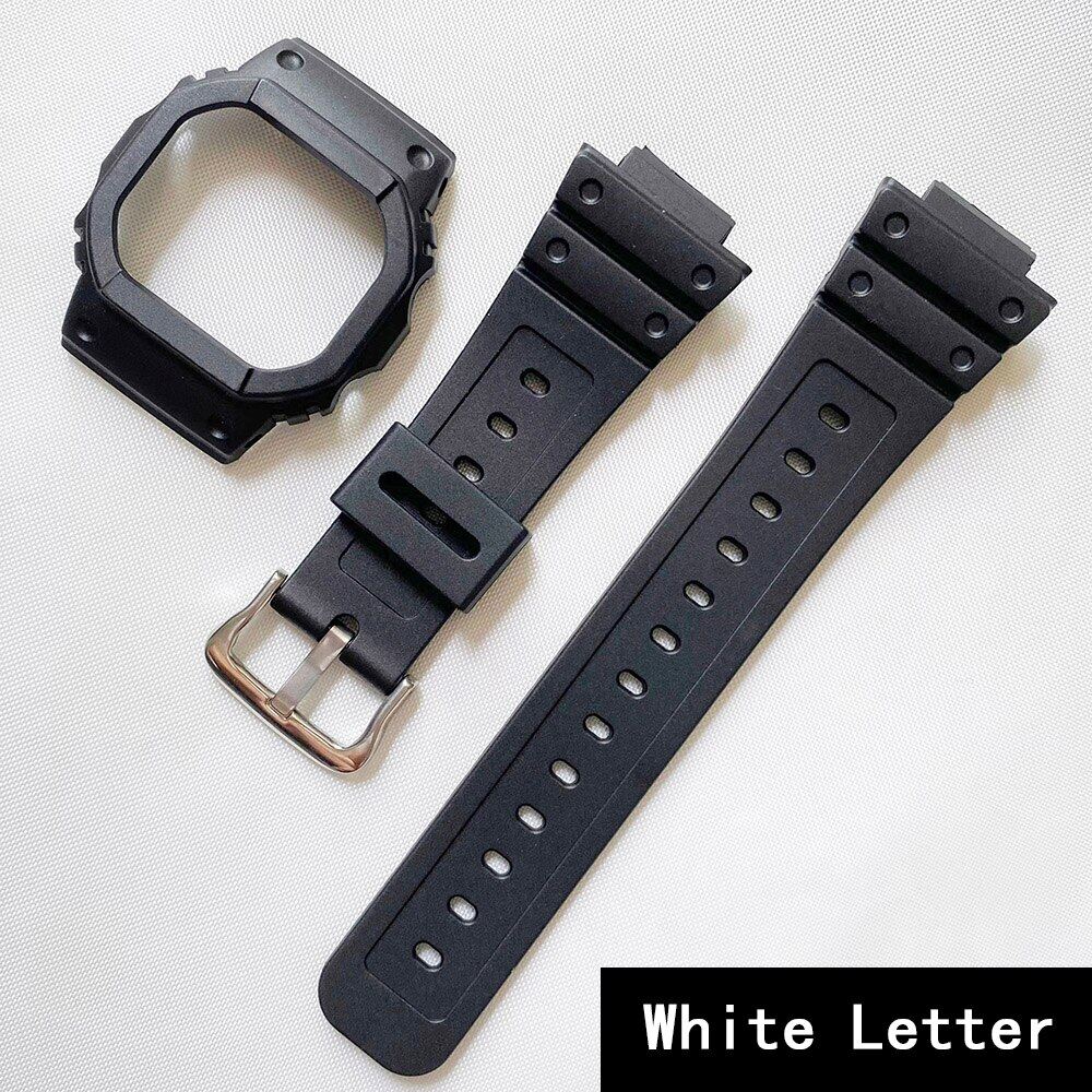 Resin watch strap case bezel 16mm for casio g-shock dw5600 dw-5000 dw-5600 gw-b5600 dw-5600bb/5600hr gwx-5600 dw-5025 dw-5030 rubber sports band with case