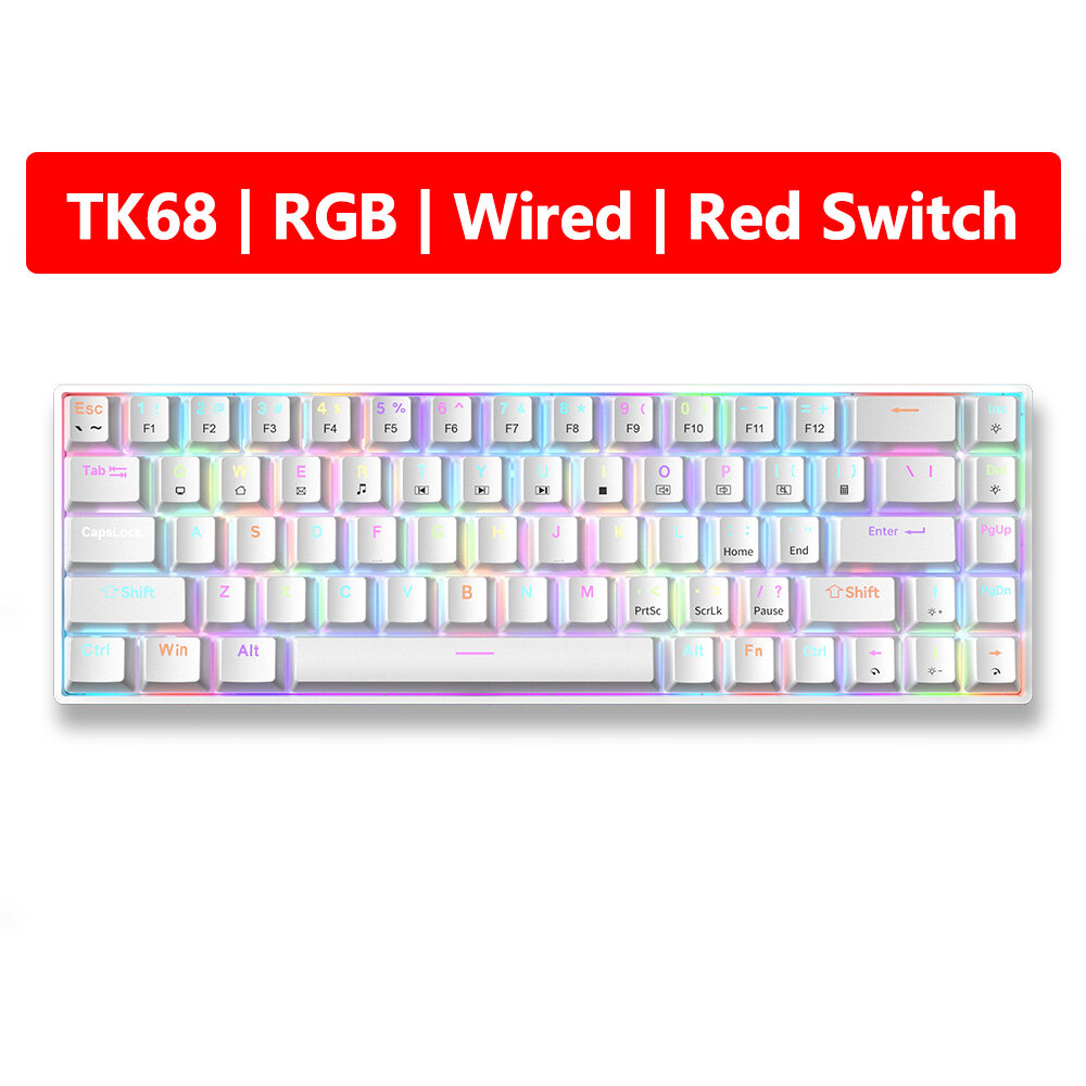 ZIFRIEND TK68 68 Keys Mechanical Keyboard Wired RGB Backlight Mini