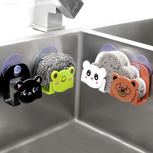YESPERY Kitchen Bathroom Toilet Sink Suction Sponges Holder Rack Suction Cup Dish Cloths Holder Scrubbers Soap Storage Tool