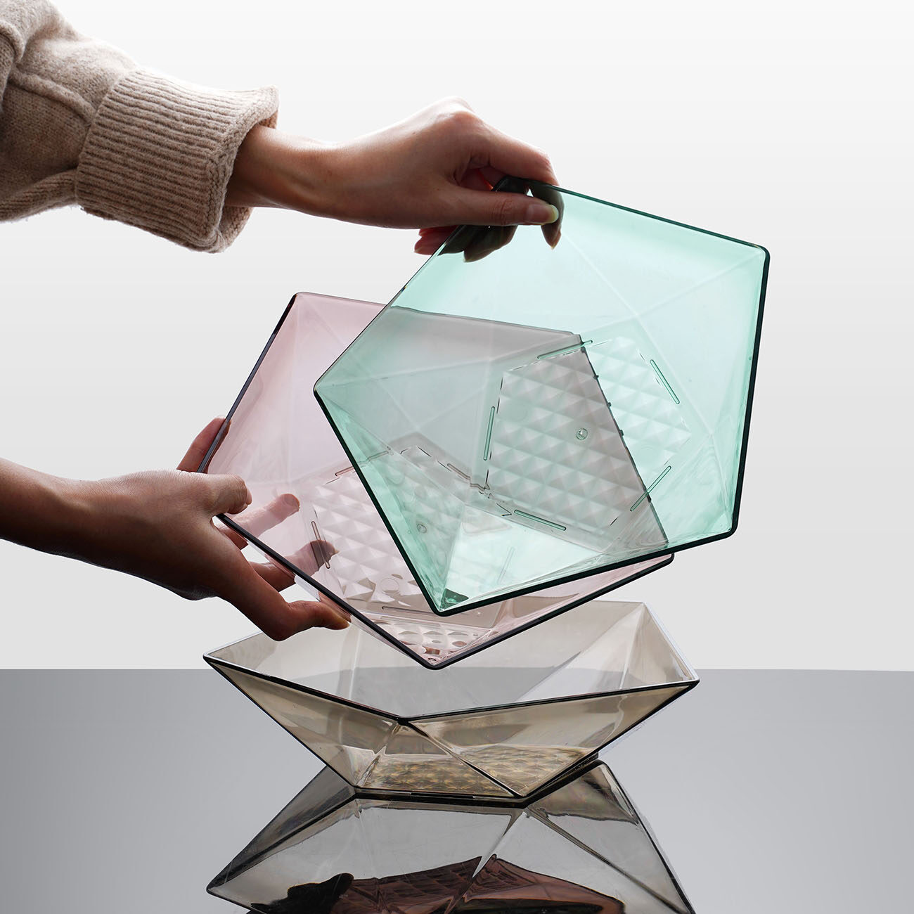 Homenhome Dinnerware PET Five-Star Crystal Transparent Fruit Plate Bowl