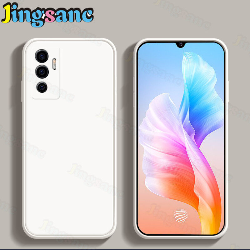 Jingsanc For VIVO V23e/V23e 5G/V23 5G Phone Case Fashion Square Straight Edge Soft Liquid Silicone Cover Camera Protection Shockproof Back Casing