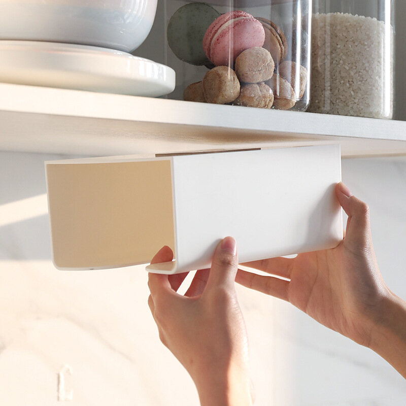 IKEA Kitchen Non-stick Paste Paper Tray Wall Wall-mounted Tissue Holder Creative Simple Plastic Multifunctional Toilet Tissue Box