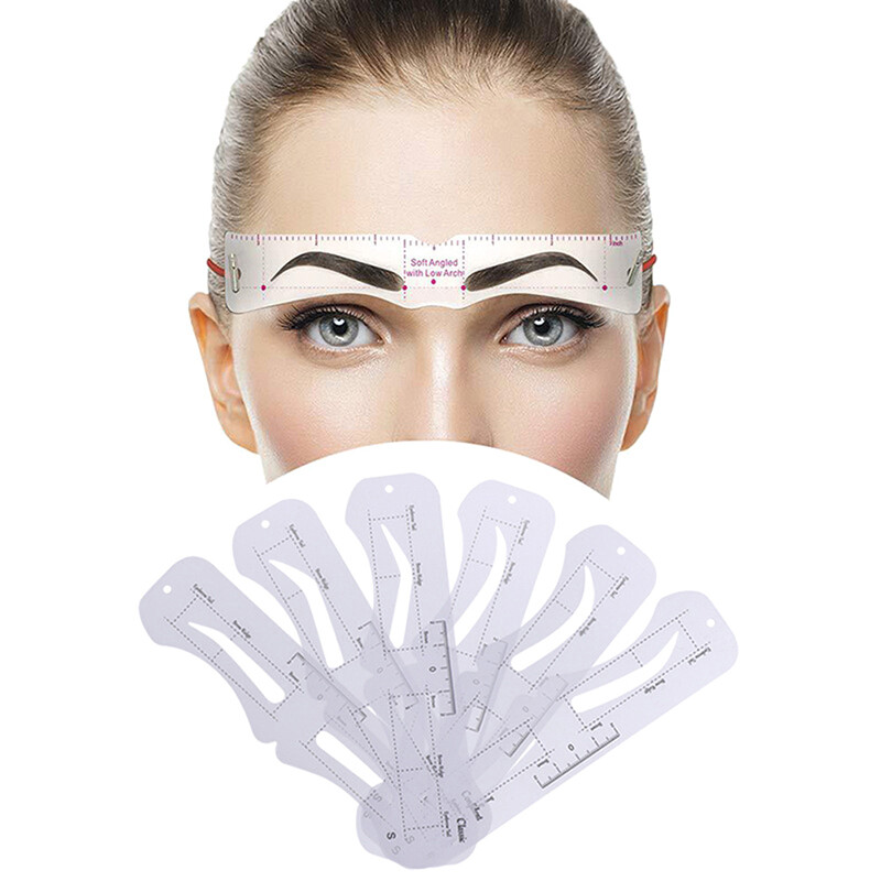 Graceful 6 Style Fixable Eyebrow Stencil Grooming Shaper Template Reusable Stickers Make Up Tools For Eye Brow Stamp Cosmetic