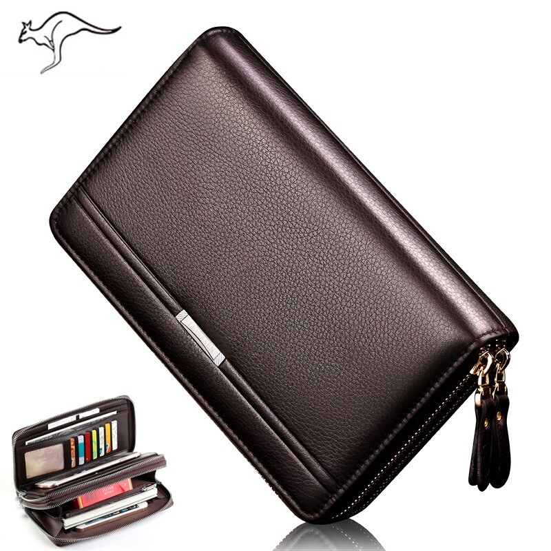 Kangaroo famous brand high-end Cowhide men's wallet multi-function clutch bag fashion business men's wallet