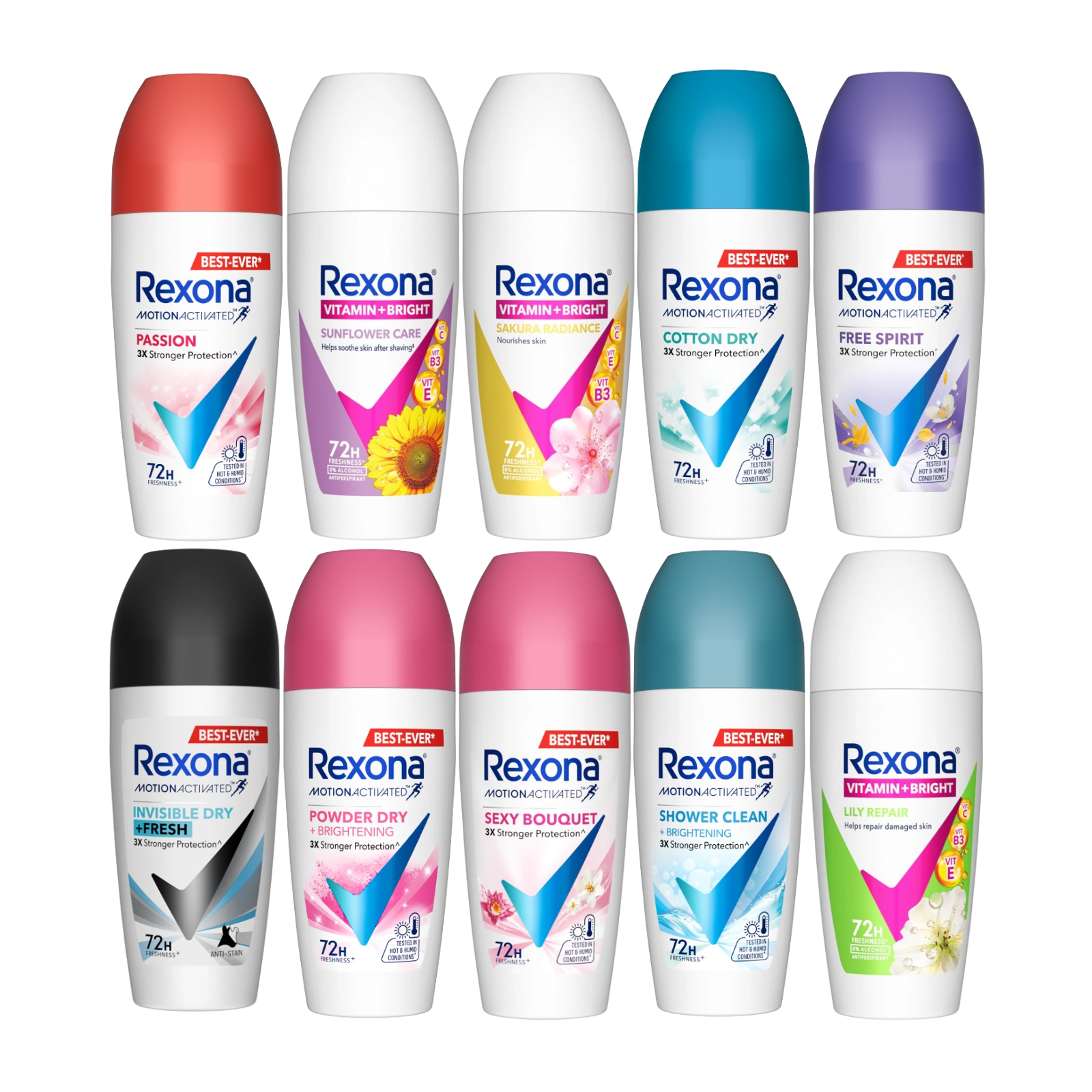 Rexona Women Deodorant Roll On 45ml - 10 Variants | Lazada