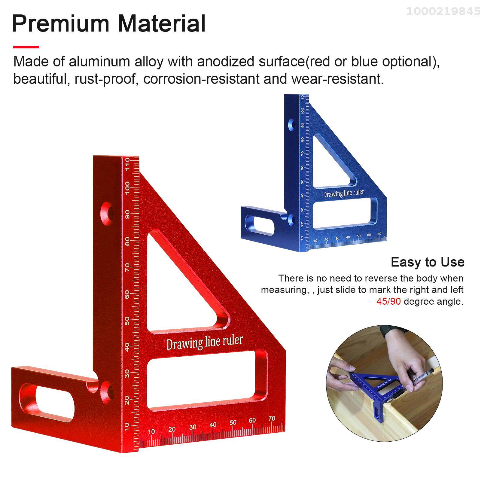 Cảm biến thông minh Hợp kim nhôm thước đo đa góc chế biến gỗ thước đo góc vuông 45 ° 90 ° miter tam giác-cai trị tiện ích scribing đo đa chức năng bố trí công cụ đo cho kỹ sư thợ mộc