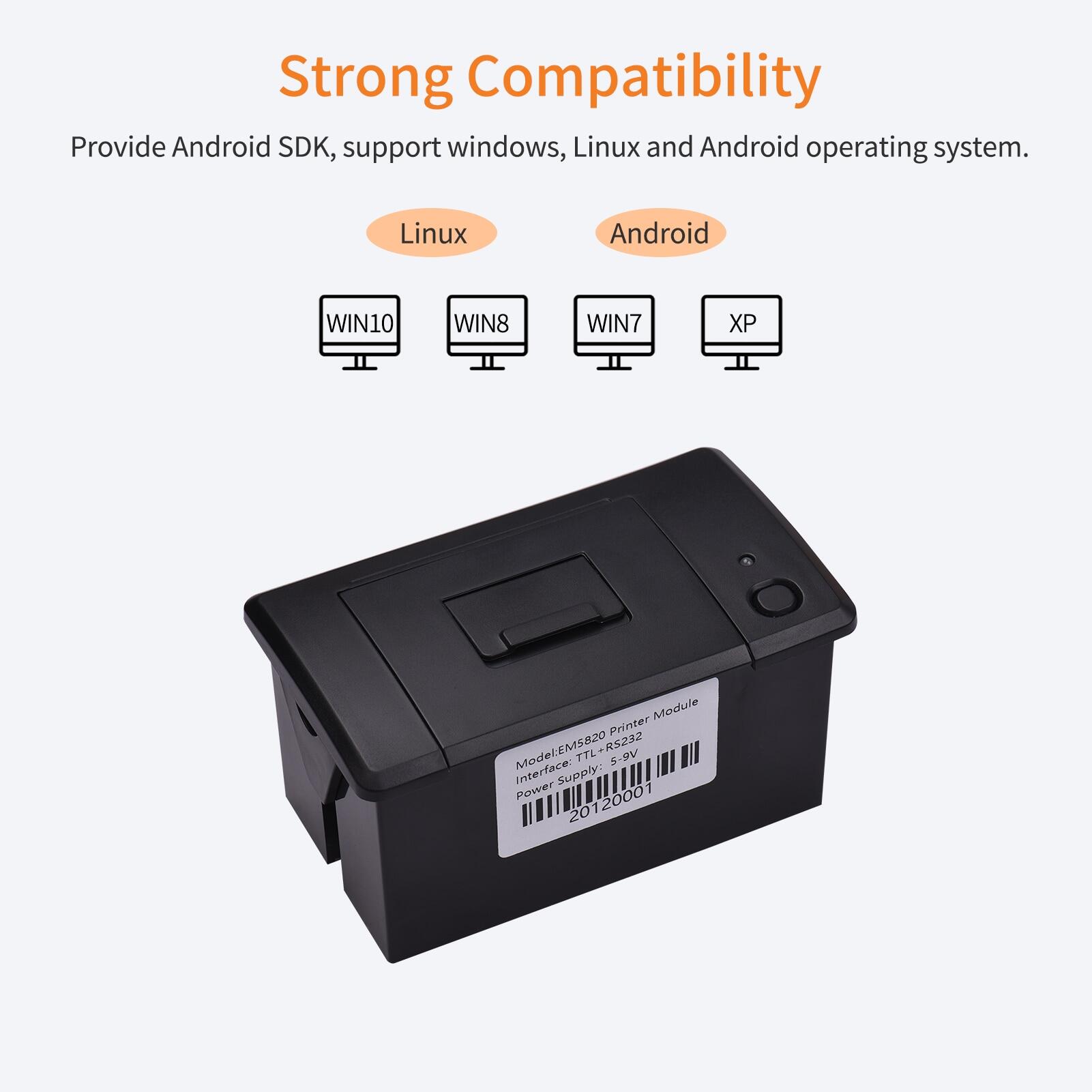 Embedded Thermal Receipt Printer 58MM Mini Printing Module Low Noise With USB/RS232/TTL Serial Port Support ESC/POS Commands