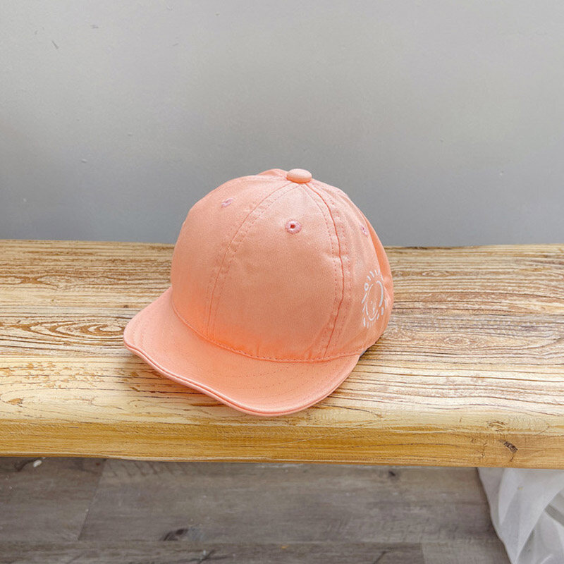 Cartoon Print Baby Baseball Caps Solid Color Spring Summer Soft Brim Baby Boys Girls Sun Hats Infant Adjustable Visor Hat Cap