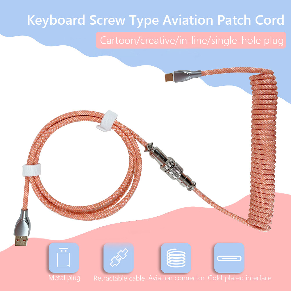 Type C USB Cable Keyboard Aviator for Mechanical Keyboard Aviation Connector Spiral Paracord
