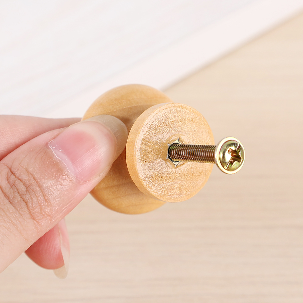 Polocat 1/2 cái núm ngăn kéo tủ quần áo tủ gỗ tự nhiên hình tròn cán bằng gỗ tay kéo cửa tay cầm nhà bếp đồ ngũ kim đồ nội thất 3 kích cỡ