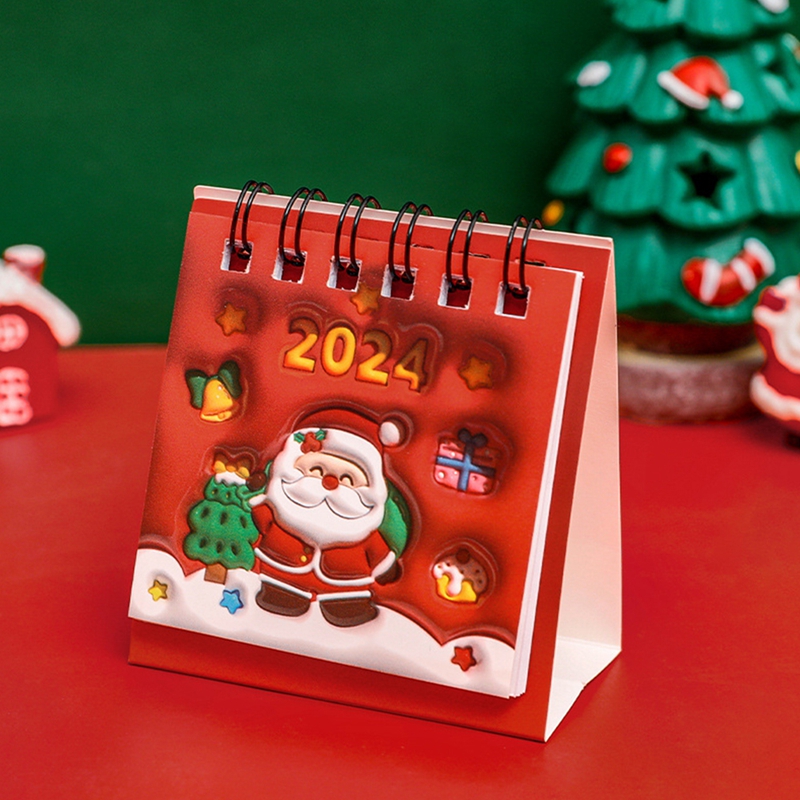 2024 Cartoon 3D Christmas Mini Desk Calendar Creative Desktop Decoration Calendar Christmas Gift Mini Planner