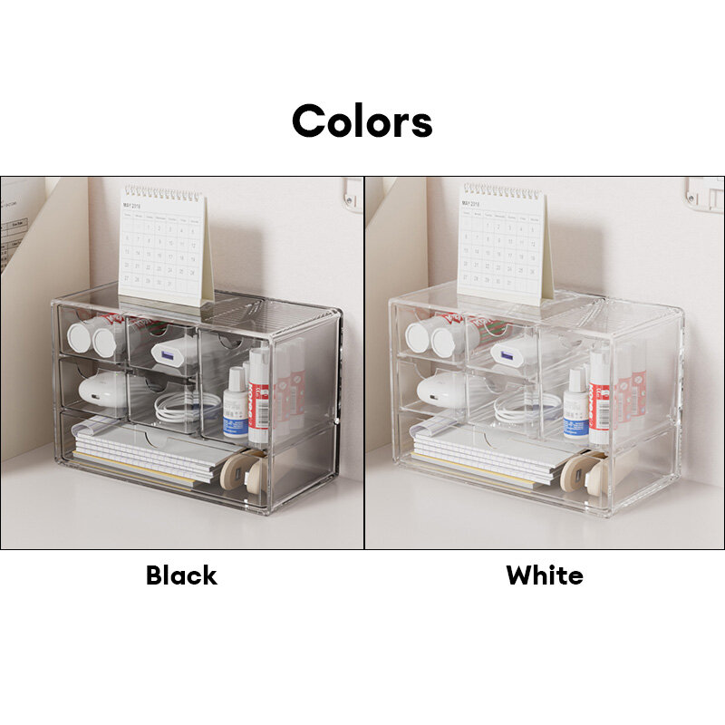 Desktop cabinet storage box transparent drawer-type separated pen container student office desk stationery storage box rack