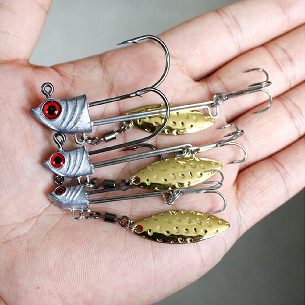 (Sẵn Sàng) Đầu Jig Mắt 3D Với Muỗng, Móc Mồi Giả Mồi Câu Mềm