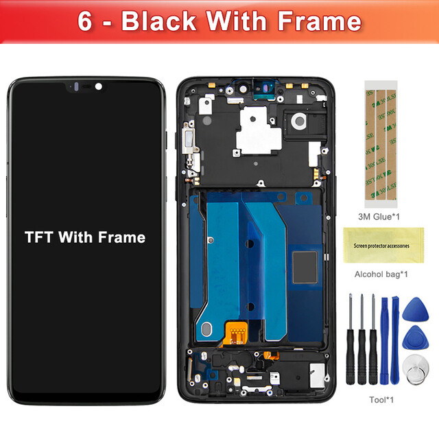 Bluesky 100% test for oneplus 6 a6000 a6003 lcd display touch screen digitizer assesmbly for oneplus 6 replacement parts amoled and tft
