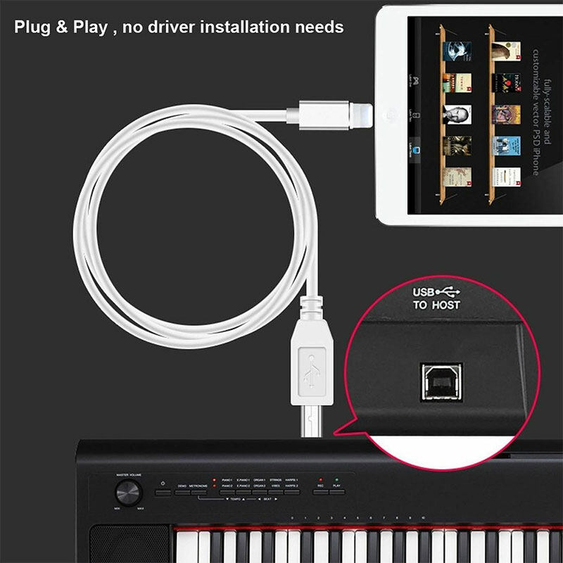 [Prosperity Thuận Tiện Mua 2 Tiết Kiệm 5%] Bộ Chuyển Đổi Bàn Phím MIDI Lightning Sang Type-B Cáp USB 2.0 Cho iPhone 7 8 X iPad