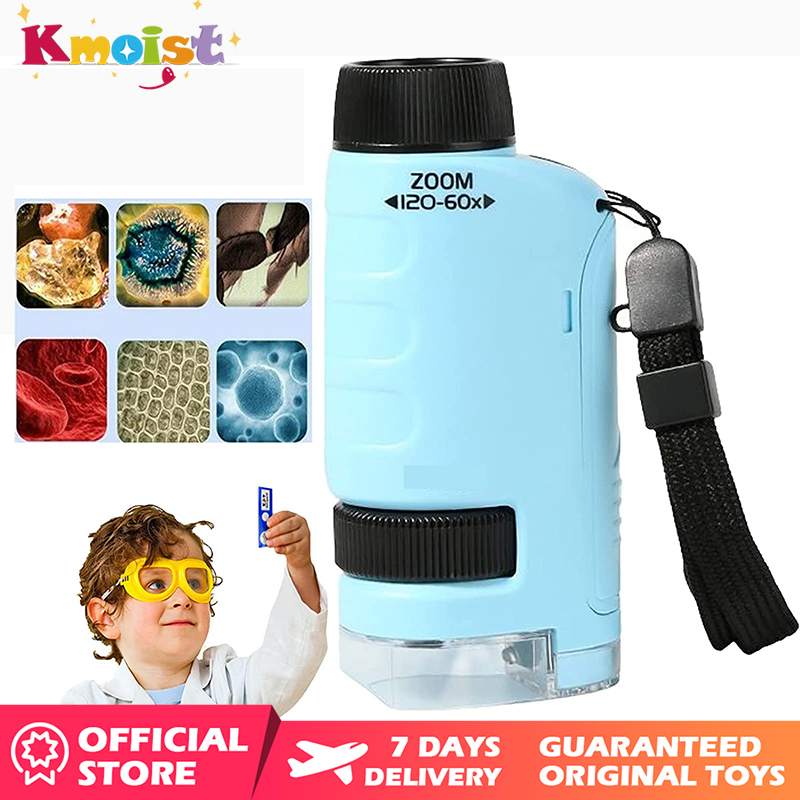 Kmoist Handheld Microscope Toy Lab LED Light 60X-180X Home School Biological Science Educational STEM Toys For Children Birthday Gift