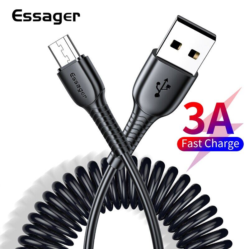 Essager Micro USB Cable Fast Charging Charger Spring Microusb Cable For Xiaomi Samsung Wire Cord Android Mobile Phone Data Cable
