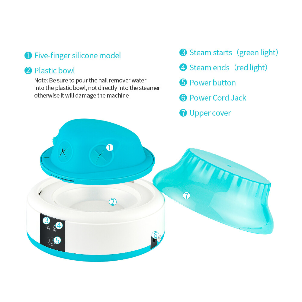 foreverlily Steam Polish Removal Device Steam Remove Nails Smart Touch Panel Polish Removal Tool