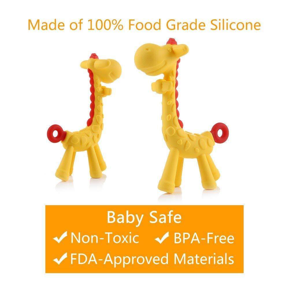 Food Grade Silicone Giraffe Baby Teether Toy Teething Pacifier Chew for Babies w