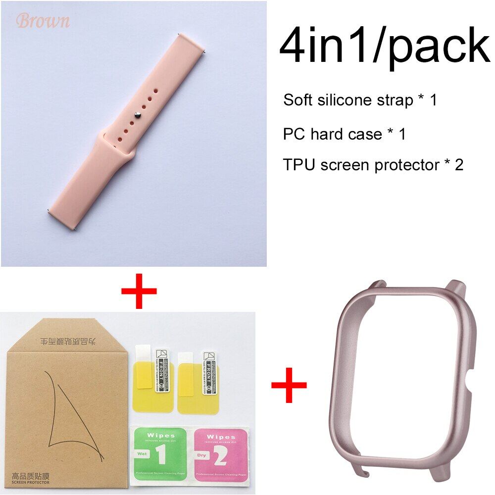 4in1 for Xiaomi Huami Amazfit GTS Strap Soft silicone sports wristband Smartwatch Bracelet With PC Case Cover Screen protector