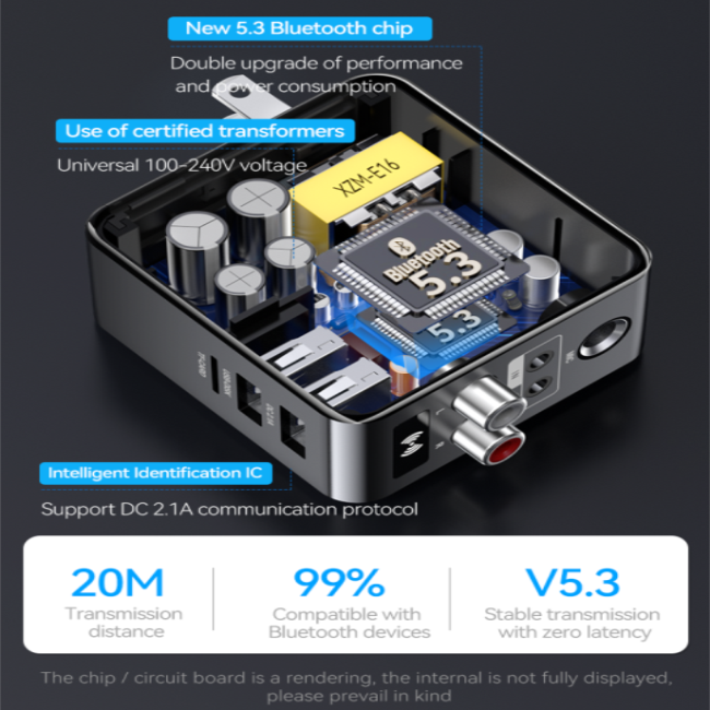 Bluetooth adapter 5.3 wireless audio receiver transmitter 2-in-1 microphone singing lossless