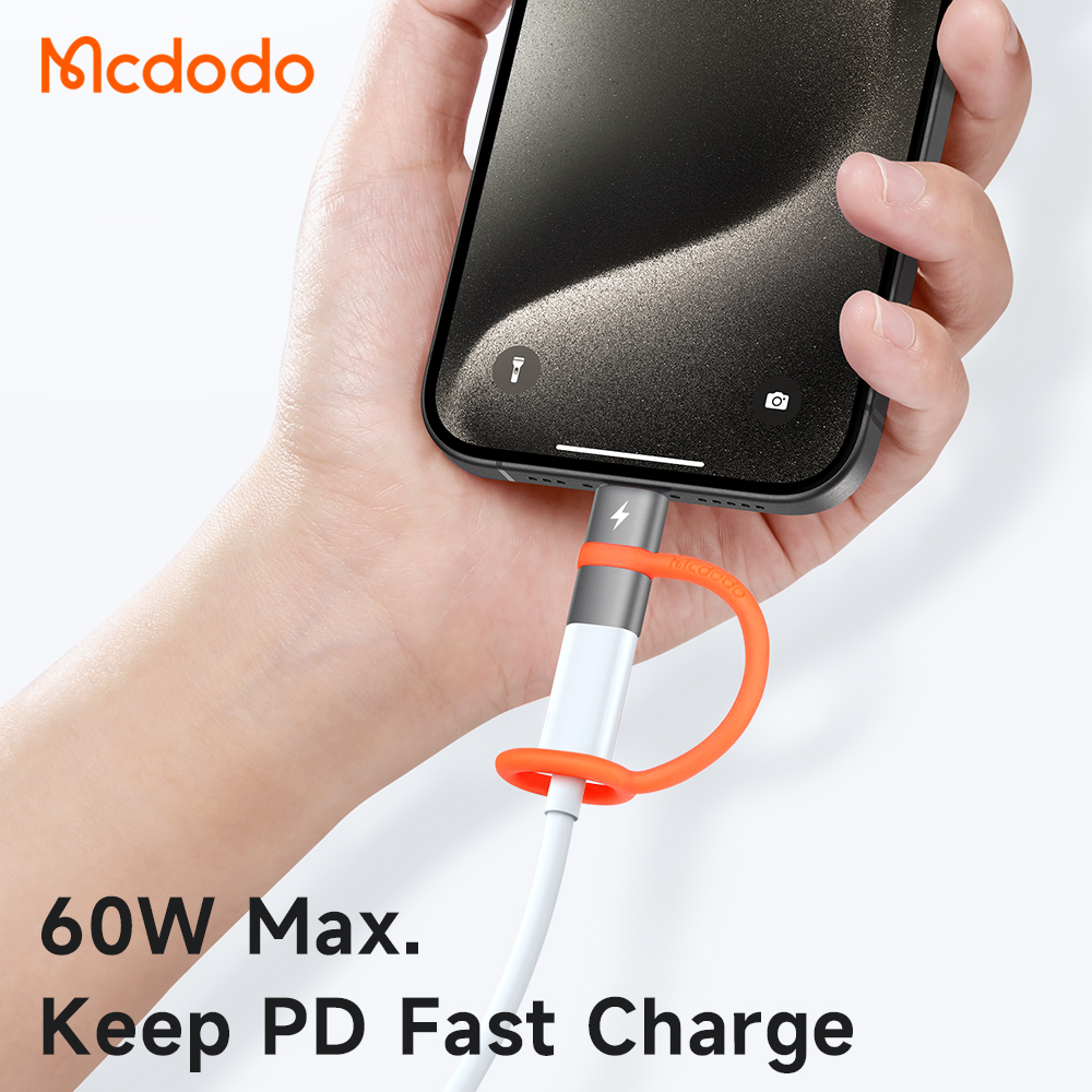（Compatible with iPhone 15 16 series）Mcdodo Silicone Hook Lightning to USB-C Adapter PD Fast Charging Adapter For iPhone 15 iPad Pro MacBook Air Samsung, Huawei, Xiaomi 1+ Google Lightning to Type-C Data transfer adapter