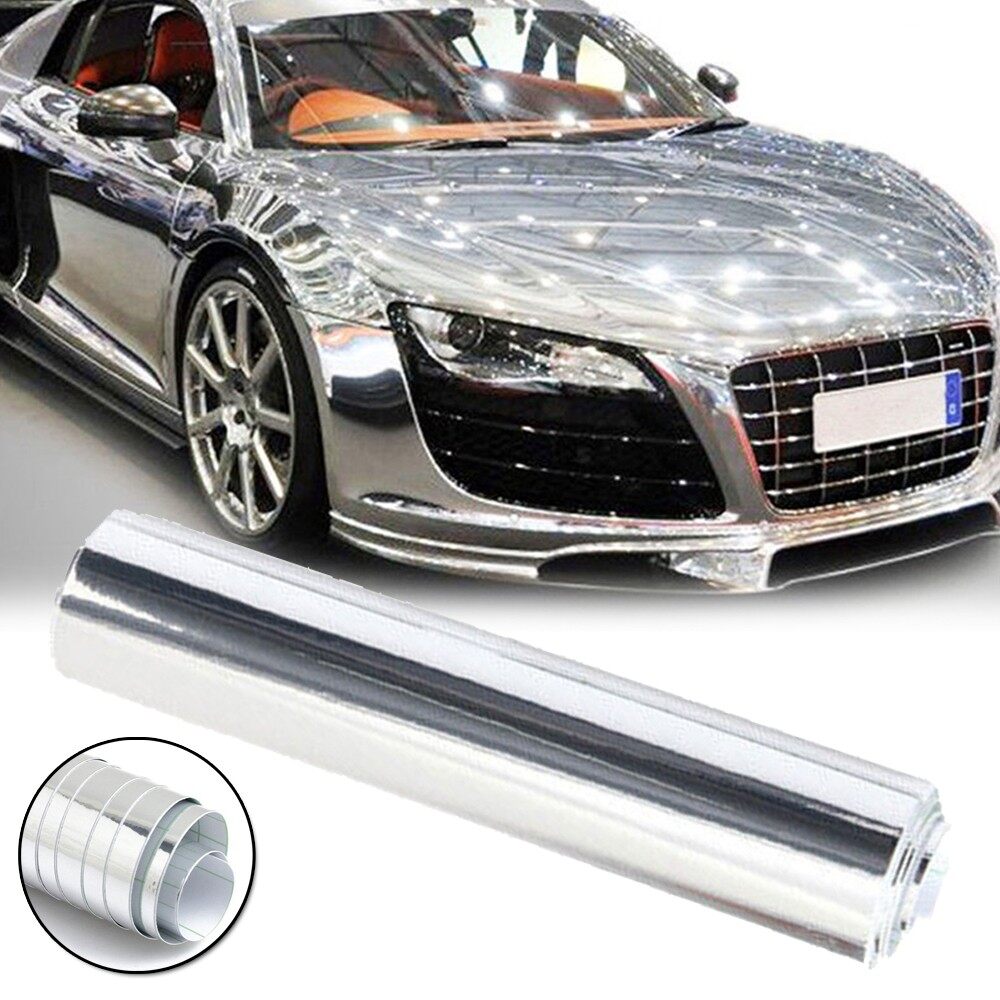 Silver Chrome Mirror Vinyl Wrap Car Sticker Decal UV Protector Adhesion 20*152cm