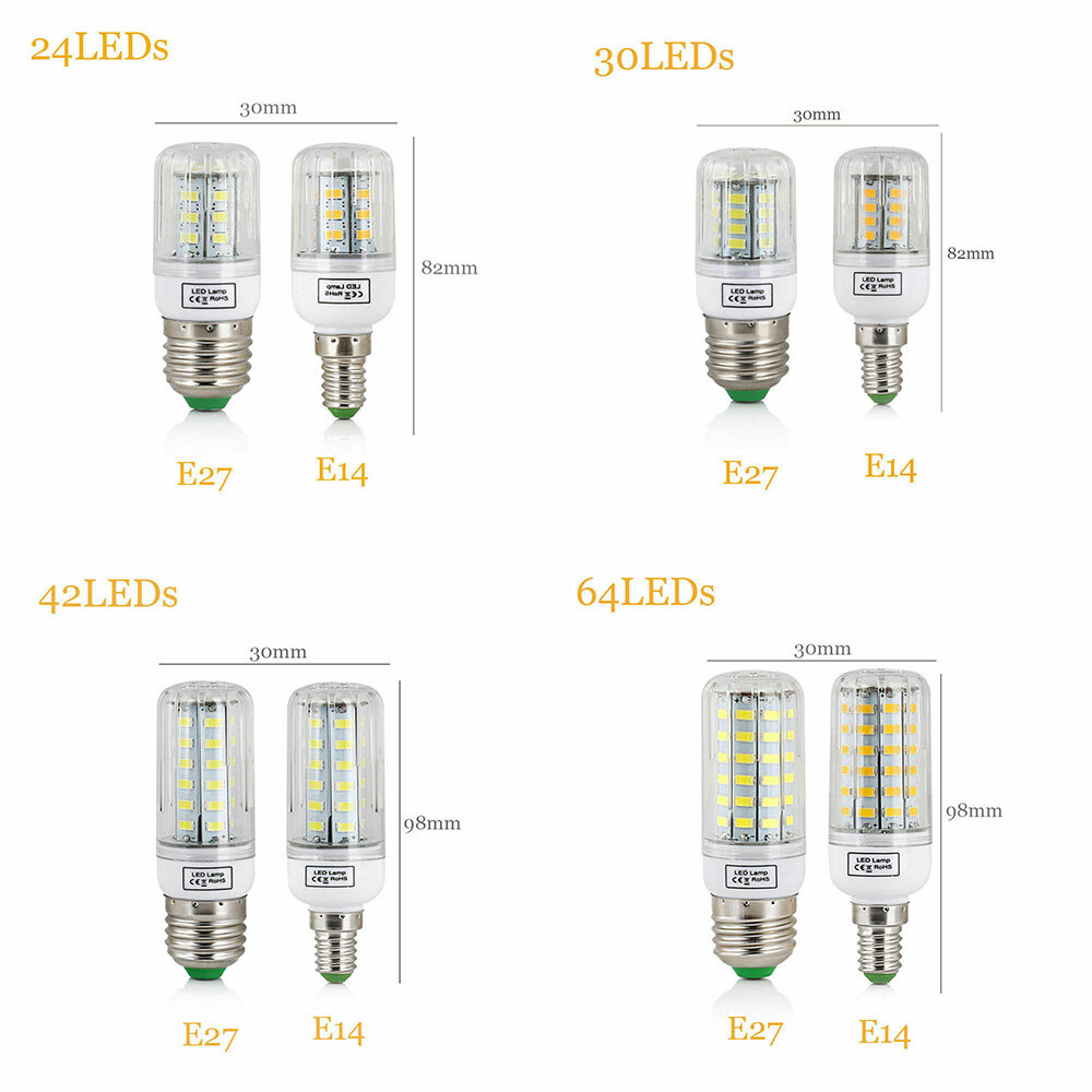 ERANPO LED Corn Bulb E27 E14 45W 30W 25W 20W 15W 12W 7W Light 5730 SMD White Lamp 220V Cool Warm White