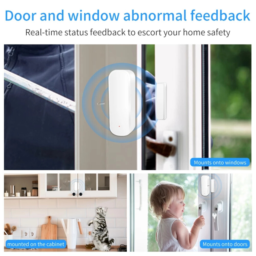 EL style Tuya ZigBee Smart Door and Window Sensor Smart Switch Wireless Door Detector APP/Voice Control Remote Alarm Smart Home