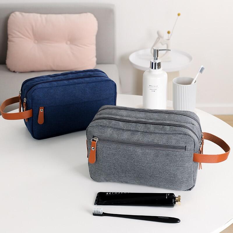 Men's Toiletry Storage Bag Double Layer Toothpaste Cleanser Stuff Organizer Pouch Bathroom Waterproof Zipper Toothbrush Hangbag