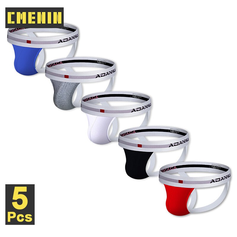 CMENIN ADANNU 5Pcs Cotton Stripe Quick Dry Men Underwear Thongs Men Hot Sale Jockstrap Mens Thongs G strings Pouch AD46