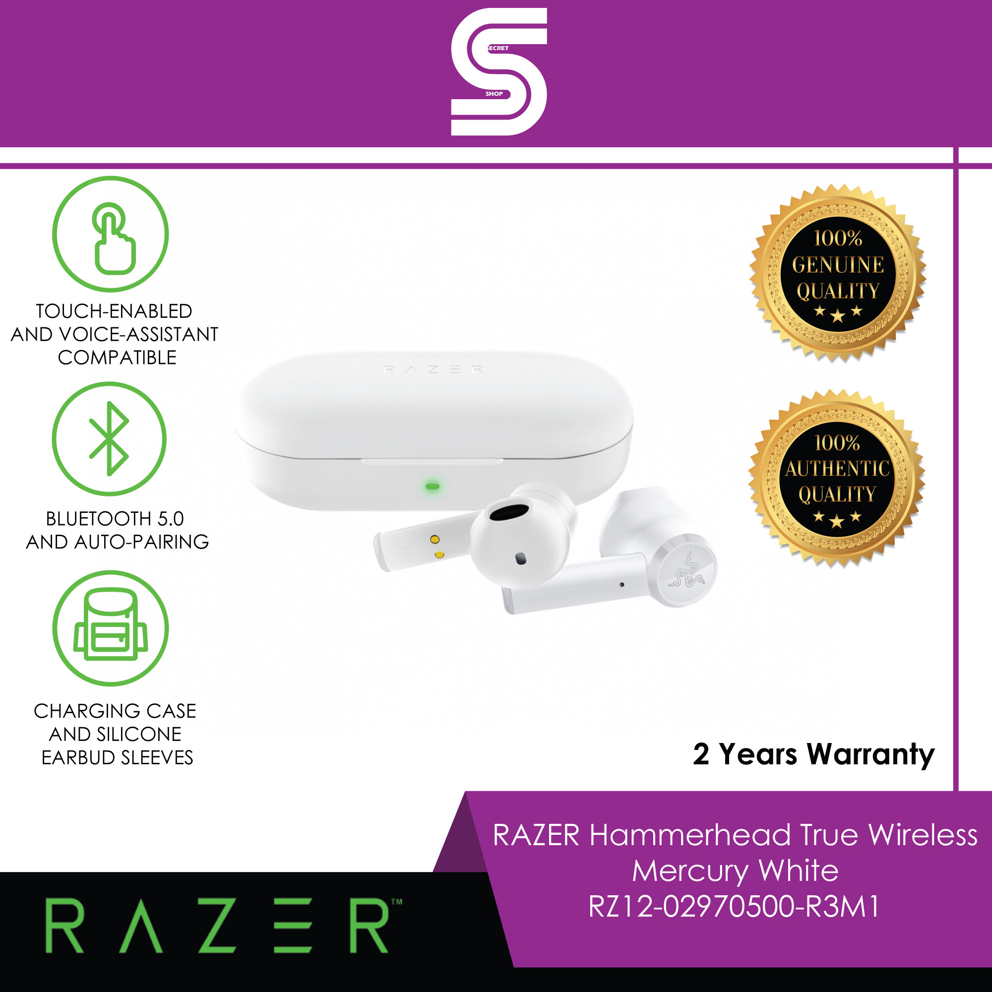 Razer hammerhead true online wireless white