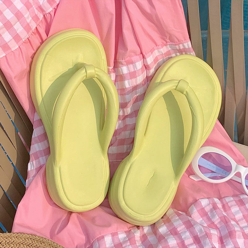 QiaoYiLuo Thick-soled flip-flops for outdoor wear indoor home anti-slip flip-flop thick-soled beach sandals