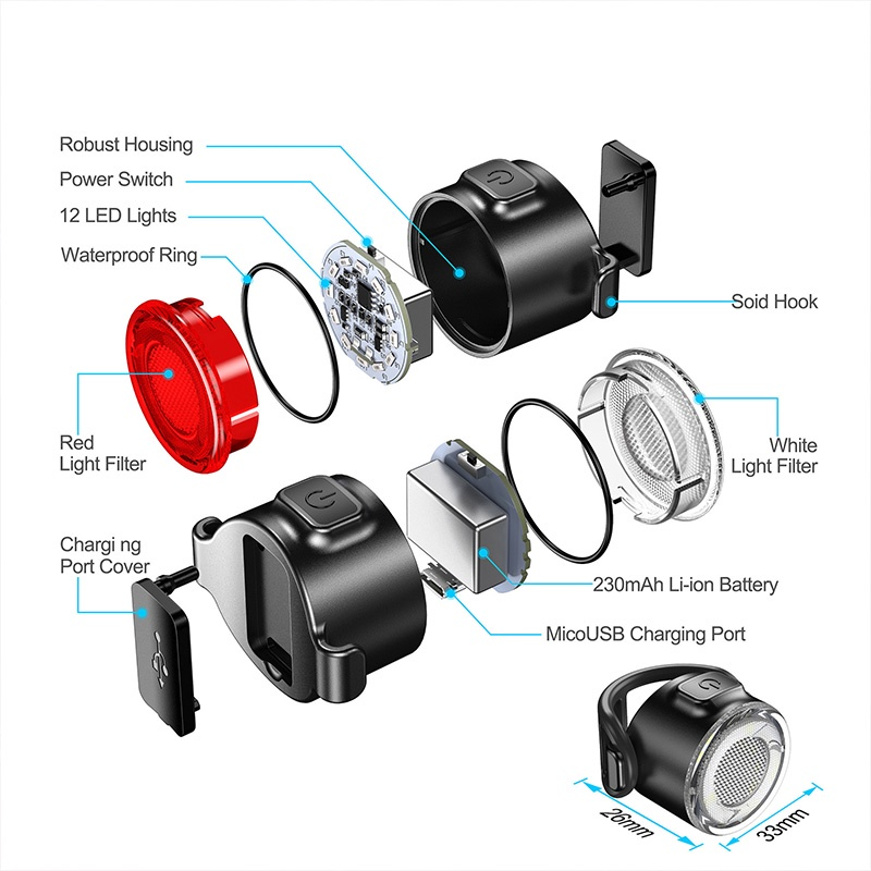 Bộ Đèn Xe Đạp Đèn Hậu Đèn Cảnh Báo An Toàn Xe Đạp Chống Nước Sạc Được Cổng USB Đèn Pha Phía Trước Đèn Xe Đạp Kèm Đèn Hậu