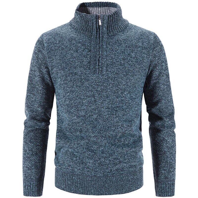 Winter Men's Fleece Thicker Sweater Half Zipper Turtleneck Warm Pullover Quality Male Slim Knitted Wool Sweaters For193_voghion.com