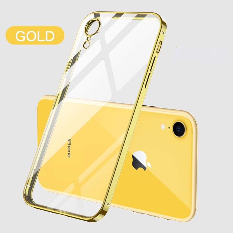 HOCE Ultra-thin Straight Edge Plating Transparent Silicone Phone Case For iPhone 14 13 12 11 Pro Max 7 8 14 Plus12 13 Mini X XR XS MAX Luxury Full Protection Cover