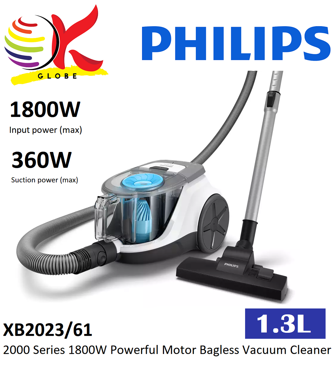 PHILIPS XB2023 2000 SERIES 1800W BAGLESS VACUUM CLEANER CANISTER VACUUM