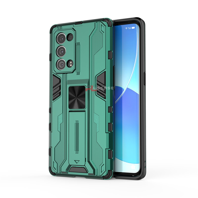 PlusCase for OPPO Reno6 Pro 5G Case Shockproof Kickstand Armor Camera Lens Protector Hard Back Cover