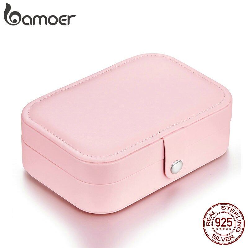 BAMOER Hộp Đựng Trang Sức Bằng Da PU Đa Năng Màu Hồng Hộp Đựng Hộp Trưng Bày Nhẫn Hộp Đựng Cho Nữ Chỉ Có Lồng BZ0065