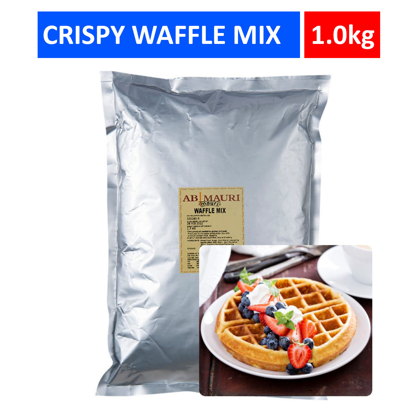 AB Mauri Crispy Waffle Mix 1kg [new packaging] Tepung Waffle Segera