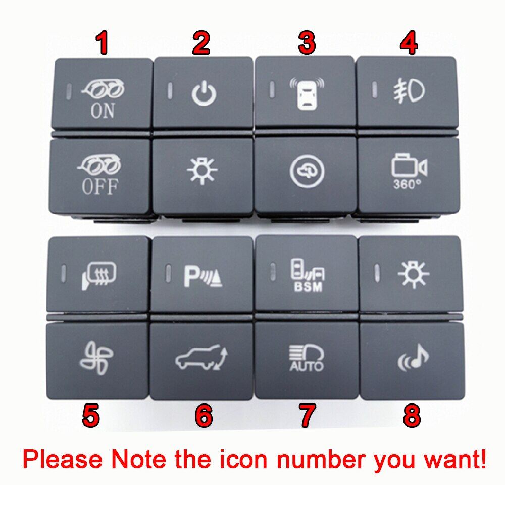 1pc for honda crv urv avancier city dual key switch led drl fog light radar power on off camera switch button with wire