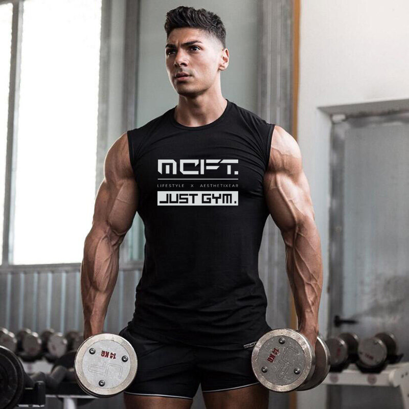 Muscleguys Gym Tank Tops Men Bodybuilding Stringer Vest Fitness Shirt Cotton Muscle Sleeveless Tops Workout Tanktop