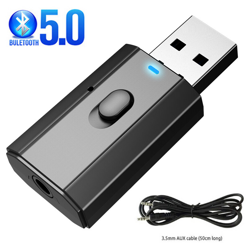 5.0 Bluetooth Adapter, Bộ Thu Phát Bluetooth Không Dây USB Âm Nhạc Âm Thanh Bộ Chuyển Đổi AUX 3.5Mm Cho Xe Hơi TV PC Rảnh Tay